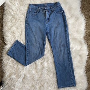 High rise light wash straight leg jeans